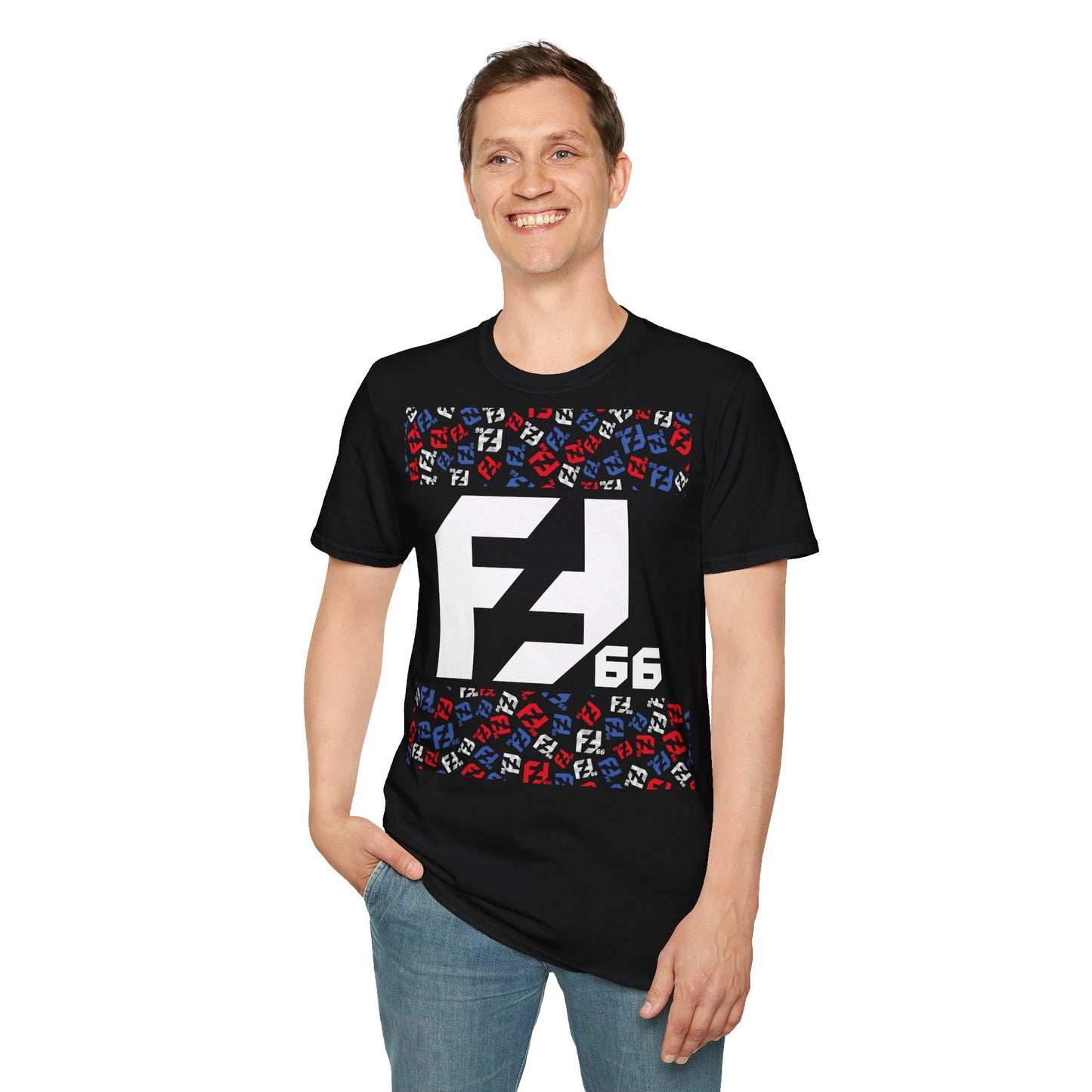 Fredrik Lindgren White Logo - Pattern - Softstyle T-Shirt